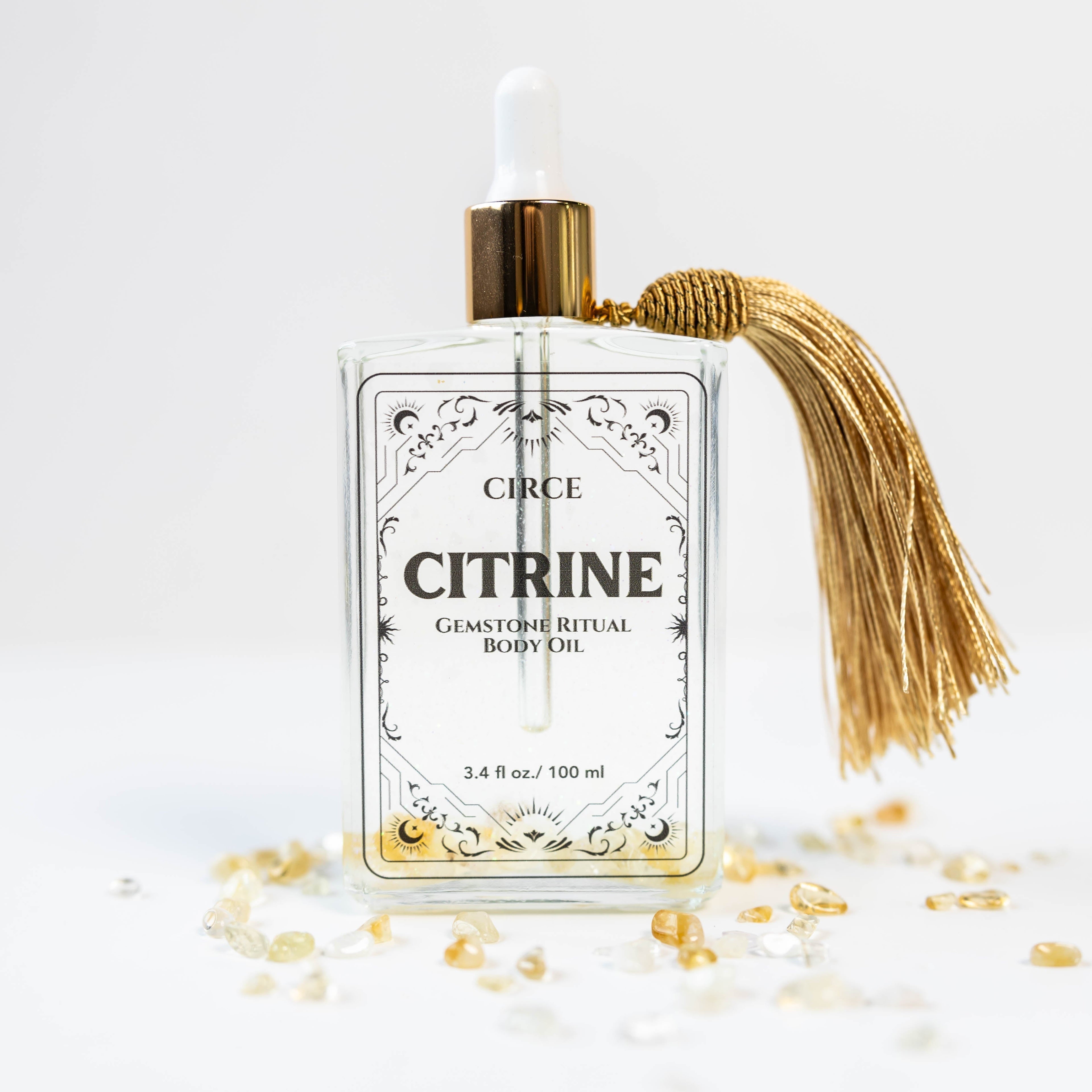 Aceite Corporal de Citrino – Abundancia y Aceite Ritual de Resplandor Cristalino