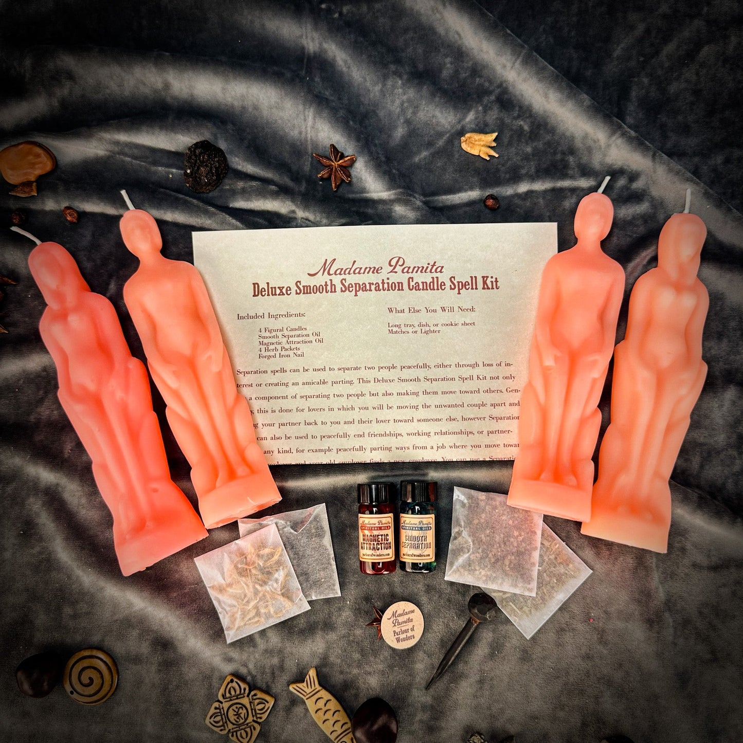 Kit de hechizos de vela para separación suave de lujo - Humano/Femenino | Separación pacífica y dirección del amor