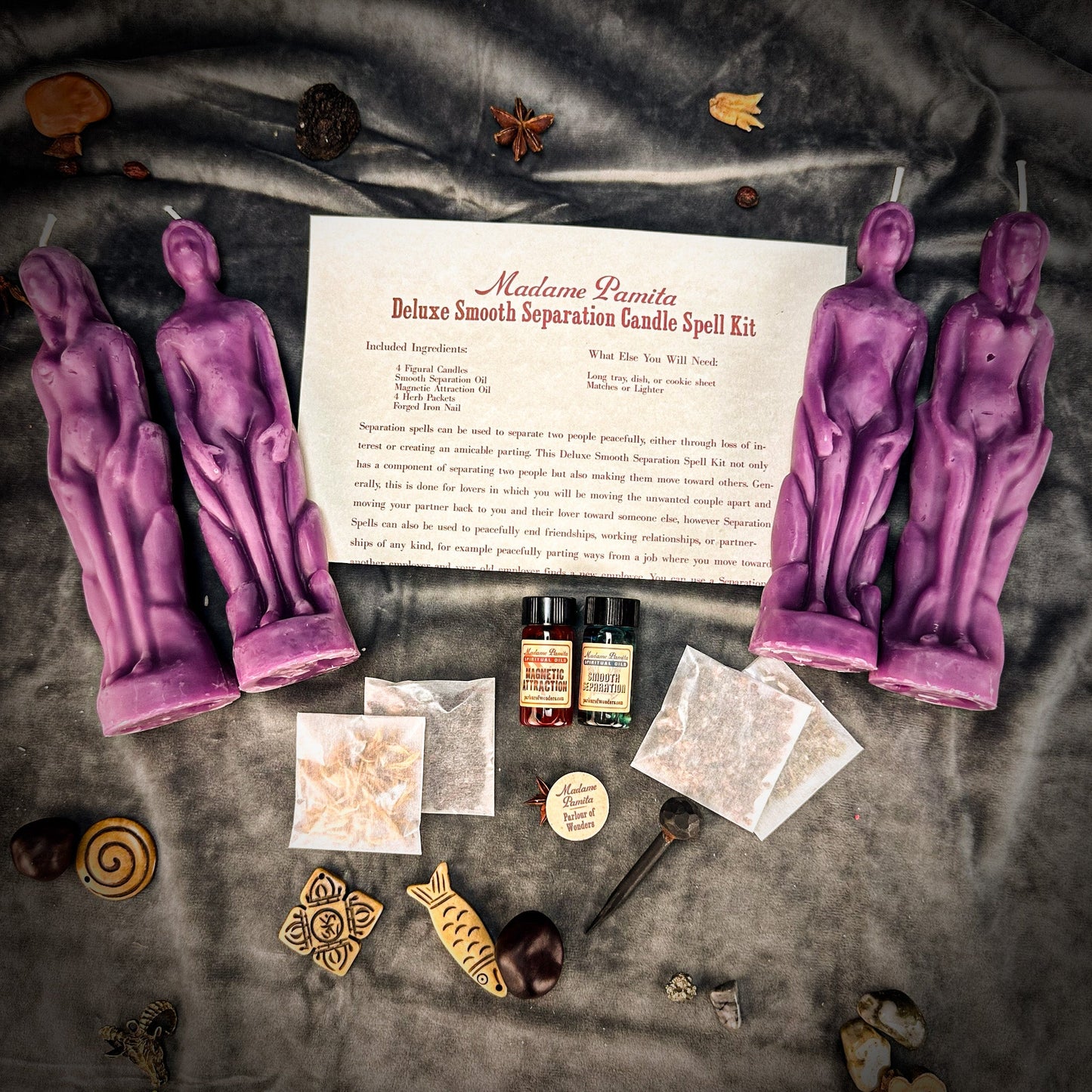 Kit de hechizos de vela para separación suave de lujo - Humano/Femenino | Separación pacífica y dirección del amor