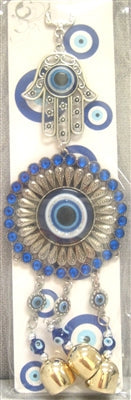 Ojo Turco - Flor con adorno de Ojo Turco y Campanas / Amuleto 10"