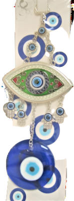 Mal de Ojo - Amuleto de Ojo Verde con contorno Blanco y adorno/amuleto de Mal de Ojo de 9"