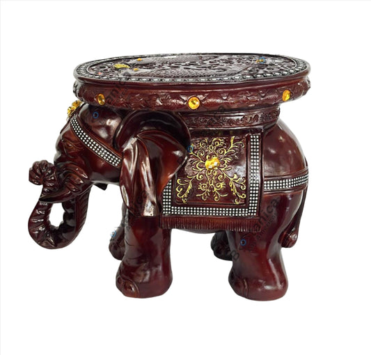 CARAMEL-COLORED ELEPHANT PEDESTAL