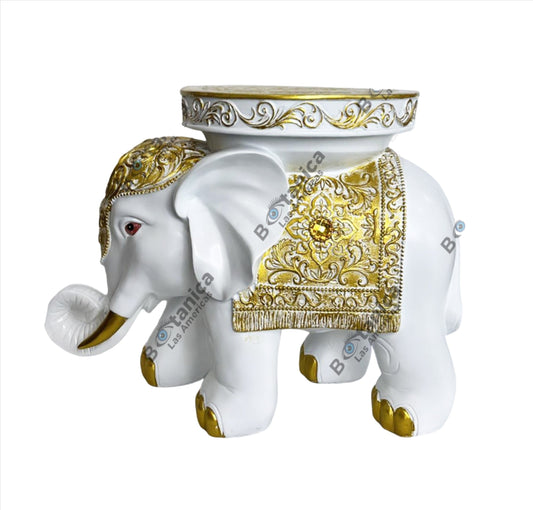 White and Gold Elephant Pedestal