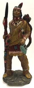 Indio nativo americano con tocado de plumas, lanza/lanza, cuchillo, arco y carcaj con flechas de 8"