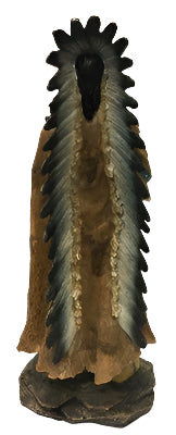 Jefe indio nativo americano con tocado de plumas y pipa de 33 cm