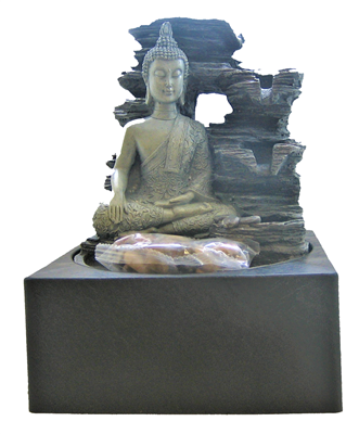 Buda meditando en la fuente de la ladera del acantilado - Modelo 6027