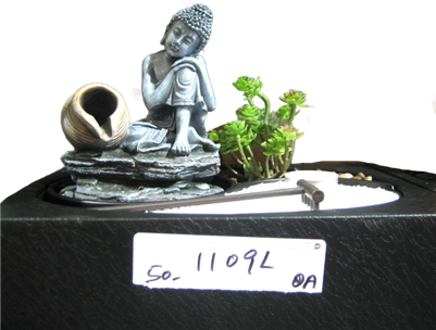 Fuente de rodilla de mano de Buda con arena blanca y vela pequeña - Modelo -1101L