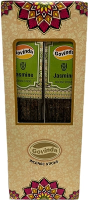 Varitas de incienso de resina Govinda (12 paquetes con 8 varitas cada uno) - Jazmín (seleccionar fragancia)