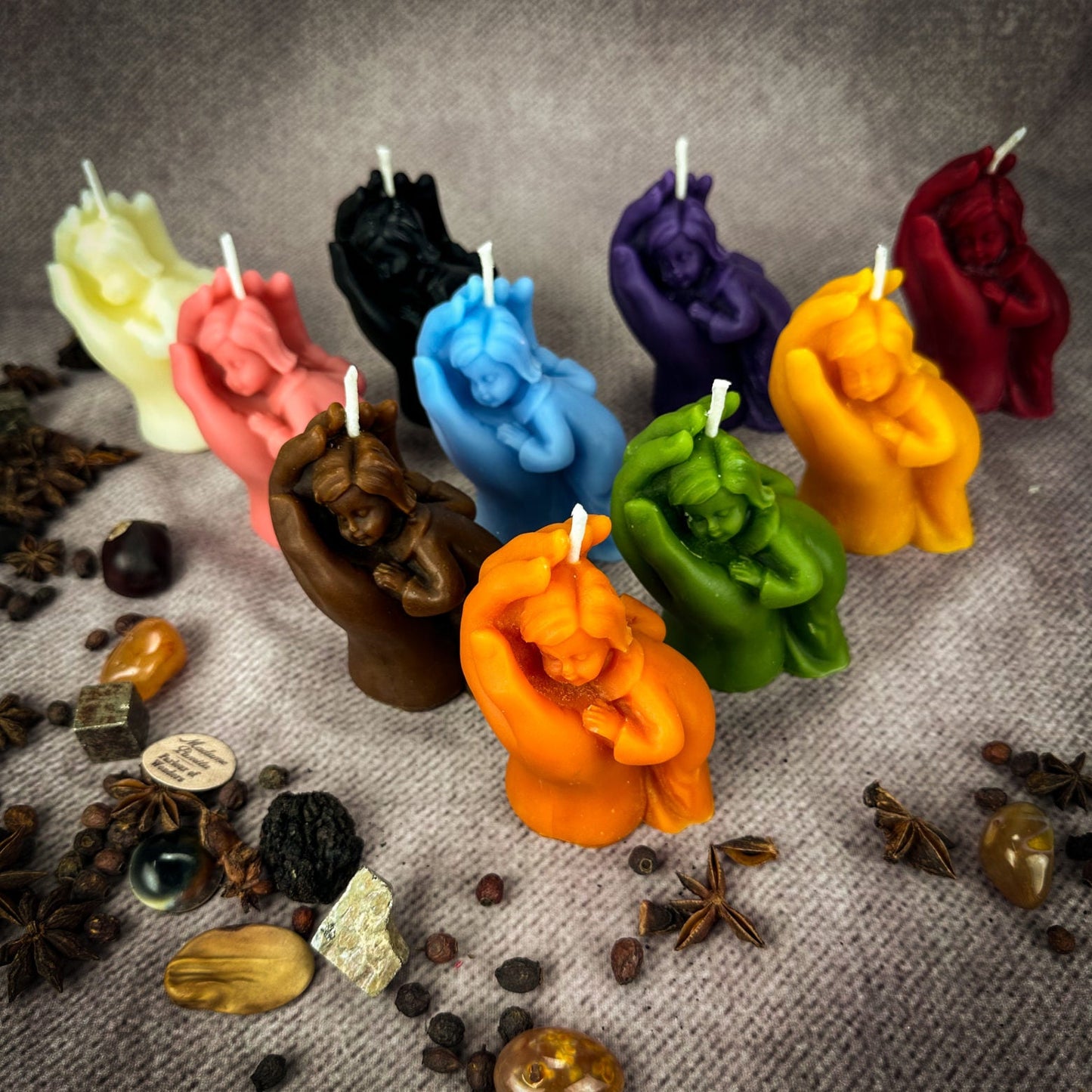 Vela de cera de abeja Madre e Hijo - Protección, Fertilidad y Bendición Familiar
