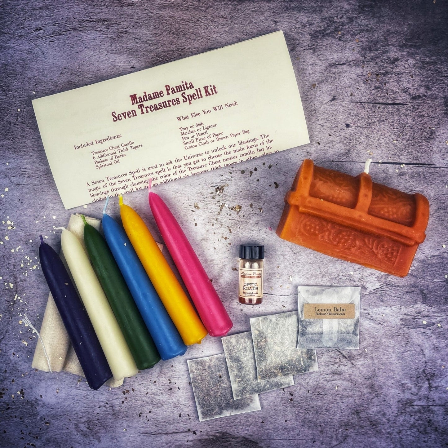 Kit de hechizos de vela Siete Tesoros - Desbloquea bendiciones y abundancia