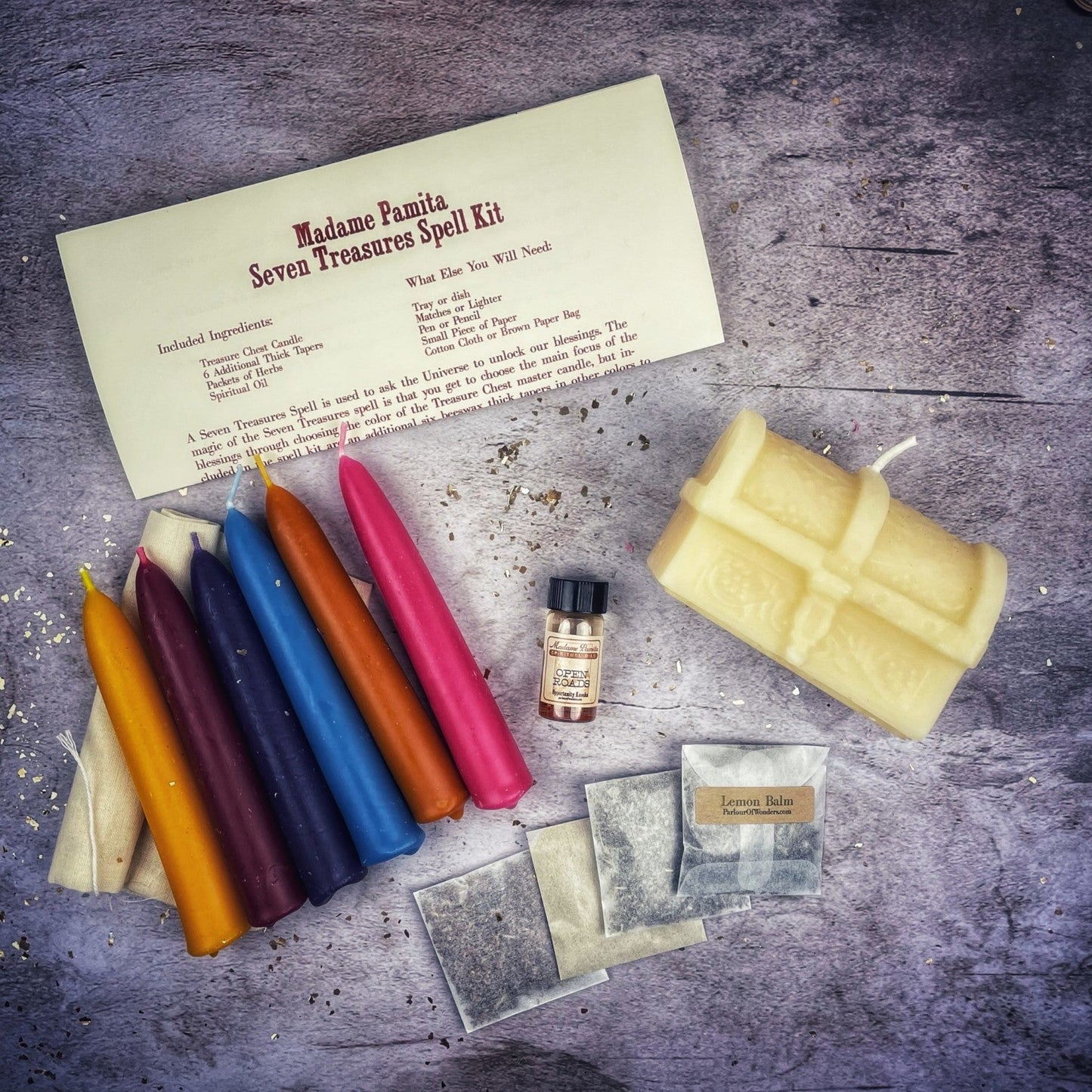 Kit de hechizos de vela Siete Tesoros - Desbloquea bendiciones y abundancia