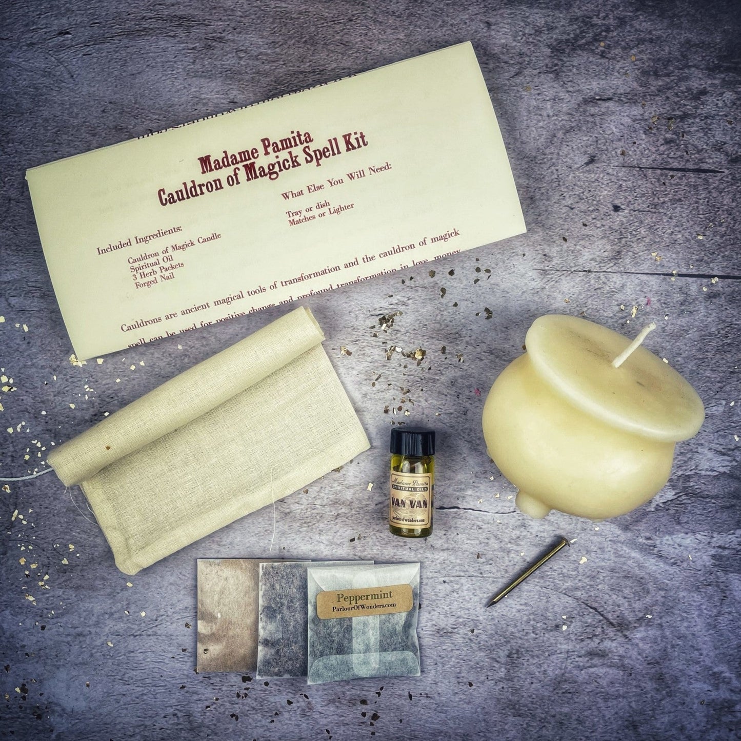 Kit de Hechizos con Velas Caldero de Magia - Transformación y Cambio Positivo