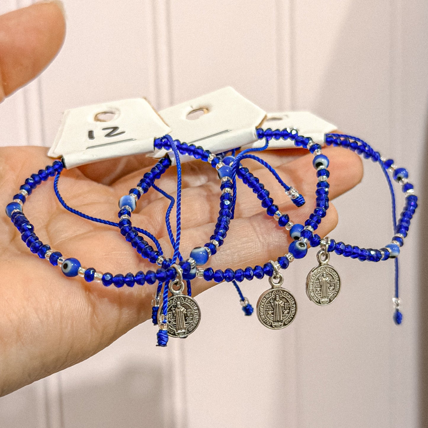 Pulsera de protección contra el mal de ojo de cruz azul