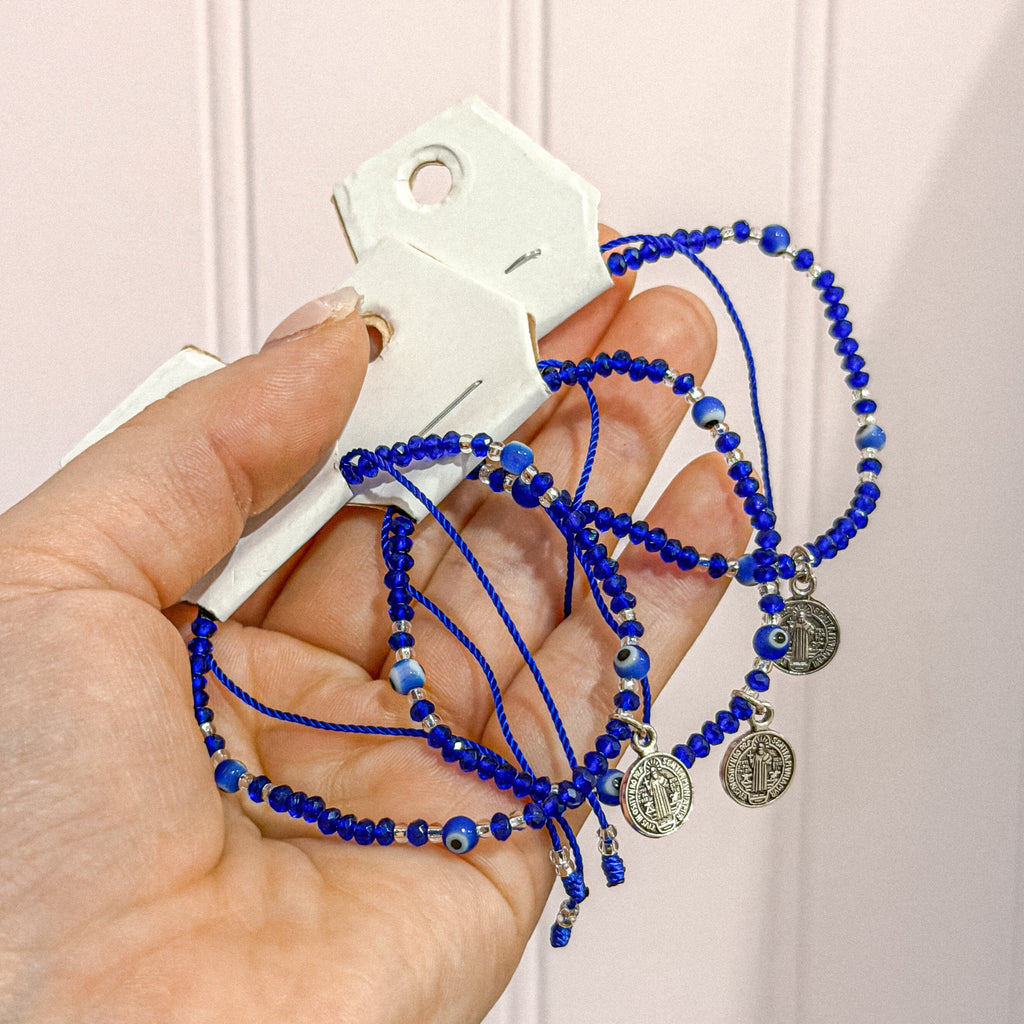 Blue Cross Mal de Ojo Protection Bracelet