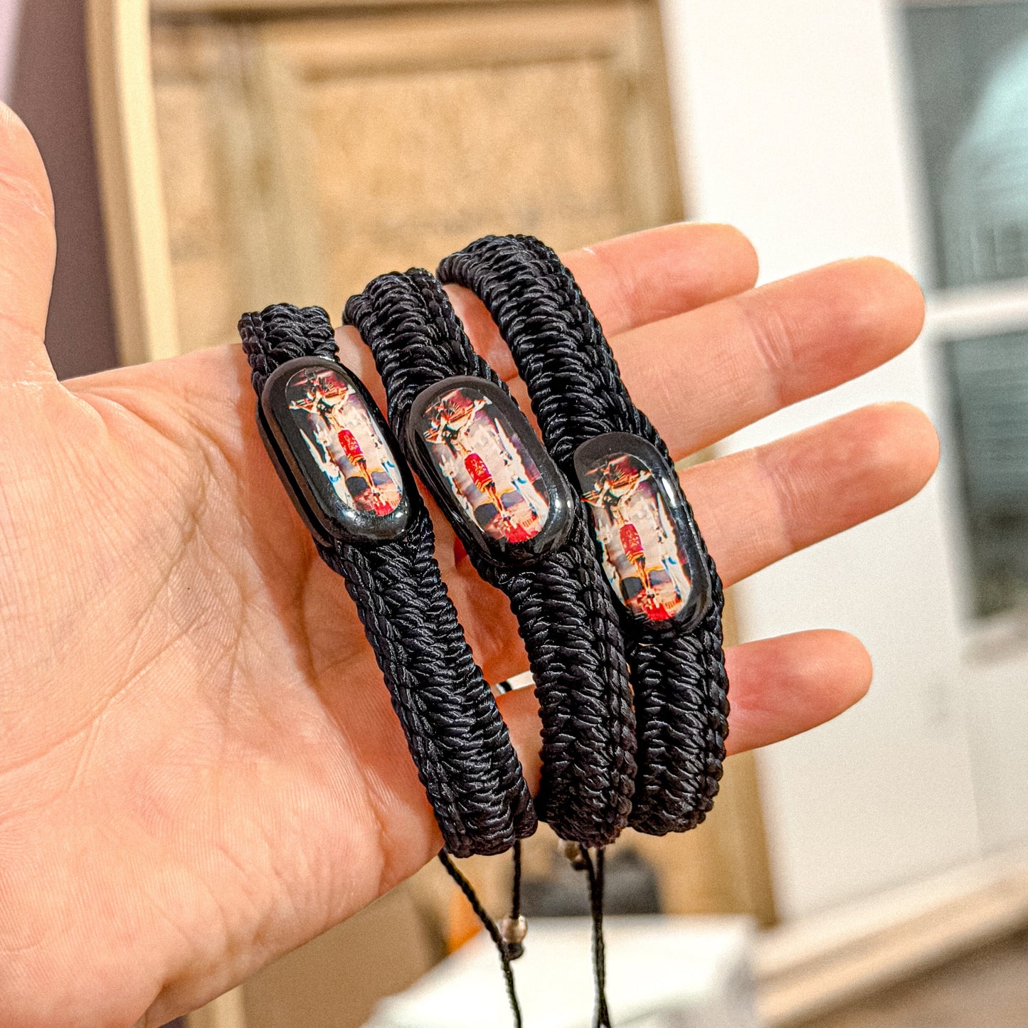 Pulsera Ajustable de Jesucristo Negro