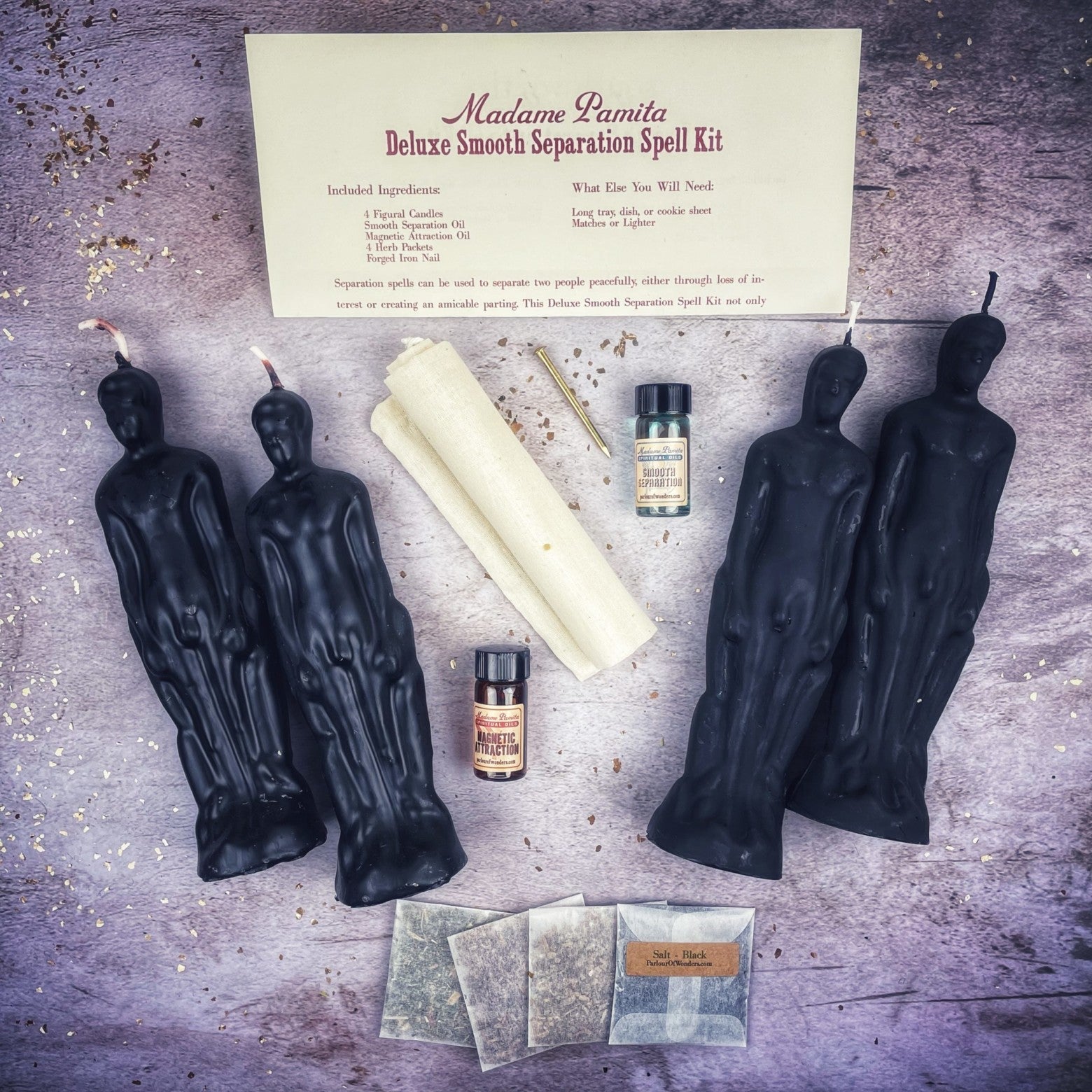 Kit de hechizo para velas de separación suave de lujo - Hombre/Hombre | Separación pacífica y dirección del amor