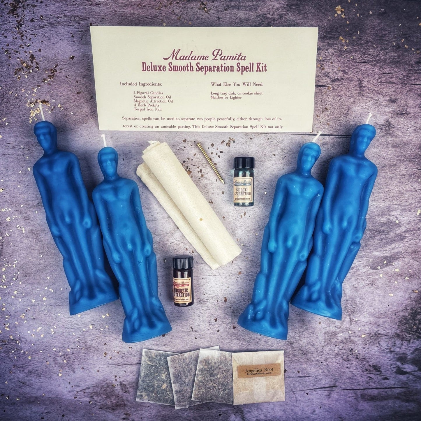 Kit de hechizo para velas de separación suave de lujo - Hombre/Hombre | Separación pacífica y dirección del amor