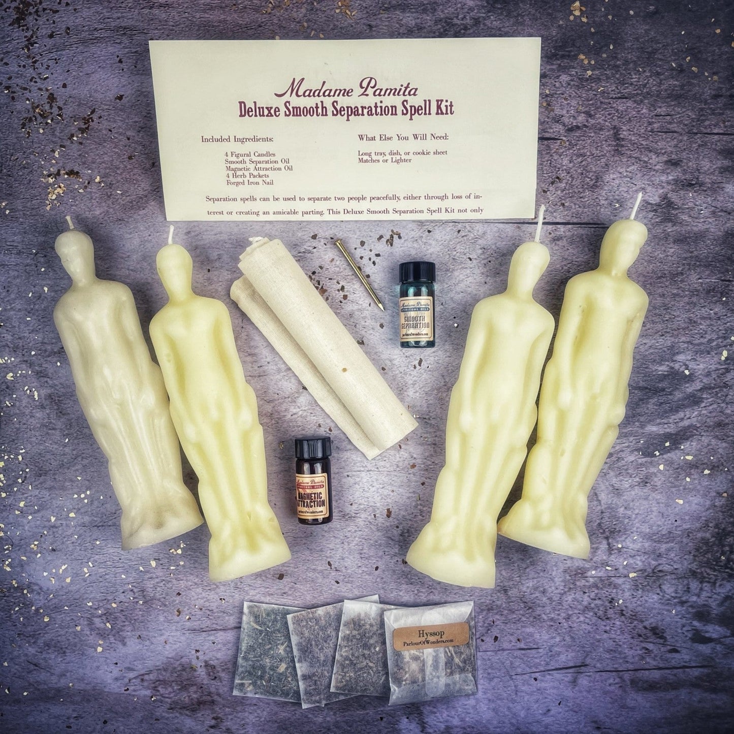 Kit de hechizo para velas de separación suave de lujo - Hombre/Hombre | Separación pacífica y dirección del amor