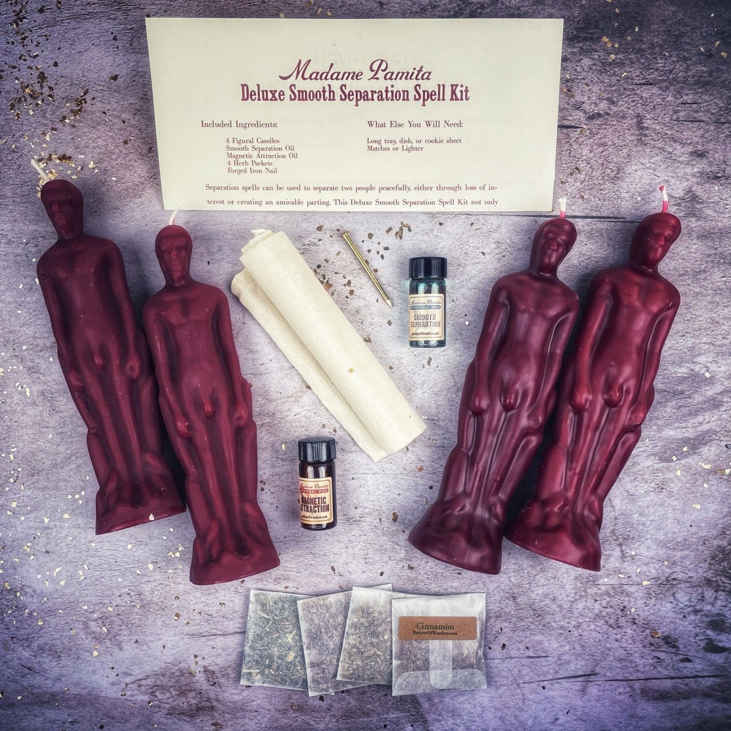 Kit de hechizo para velas de separación suave de lujo - Hombre/Hombre | Separación pacífica y dirección del amor