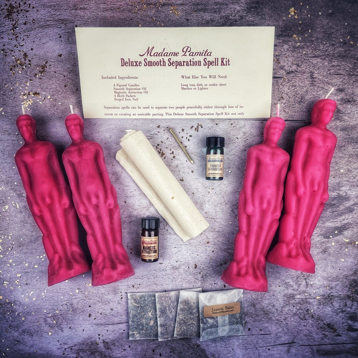 Kit de hechizo para velas de separación suave de lujo - Hombre/Hombre | Separación pacífica y dirección del amor