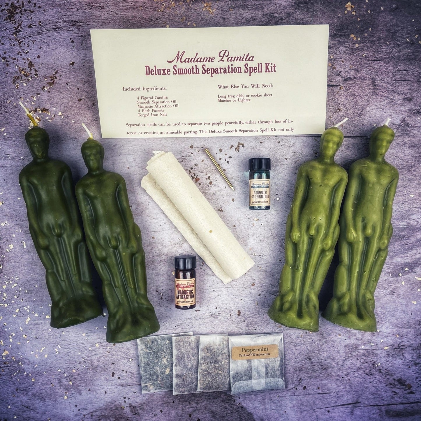 Kit de hechizo para velas de separación suave de lujo - Hombre/Hombre | Separación pacífica y dirección del amor
