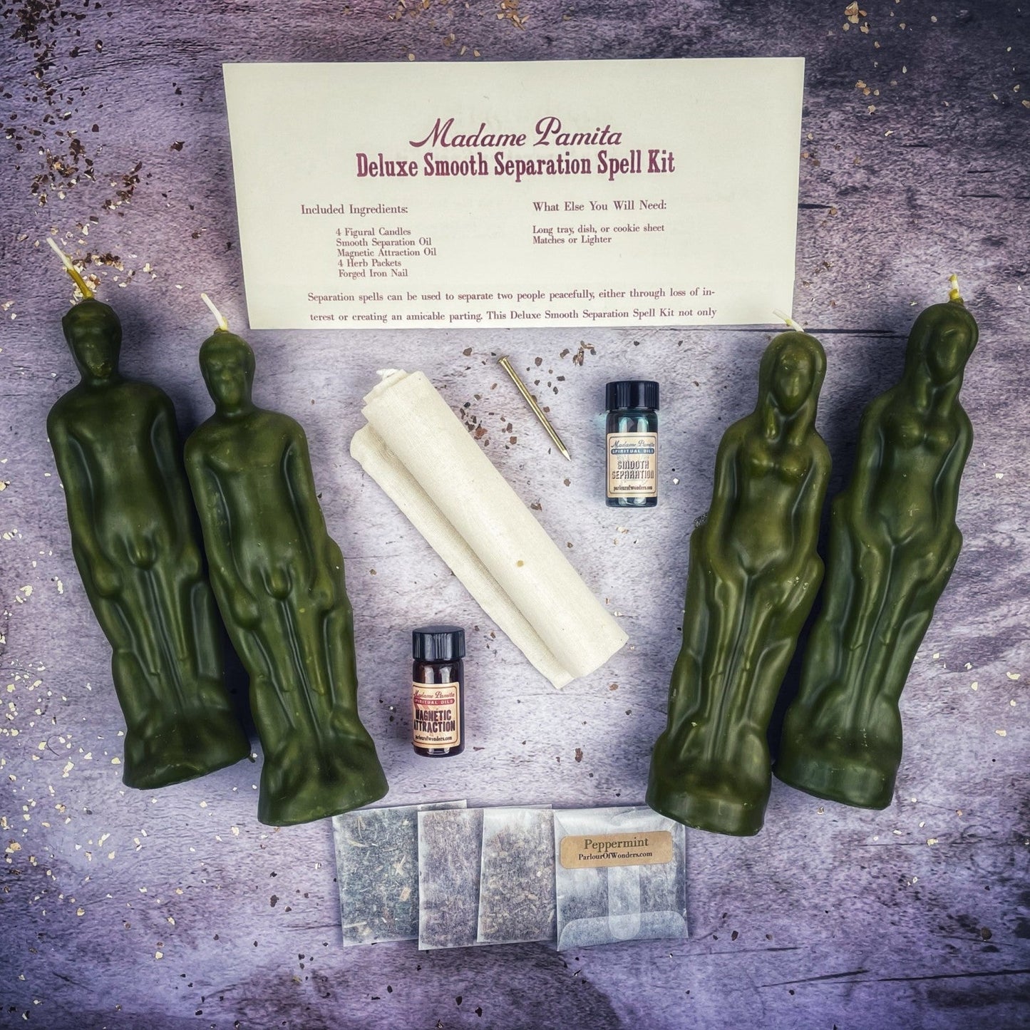 Kit de Hechizos con Velas Deluxe para una Separación Suave - Femenino/Masculino | Separación Pacífica y Dirección Amorosa