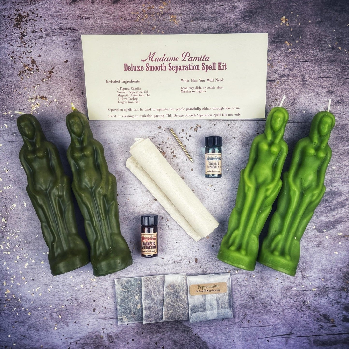 Kit de Hechizo de Vela de Separación Suave Deluxe - Mujer/Mujer | Partida Pacífica y Dirección del Amor