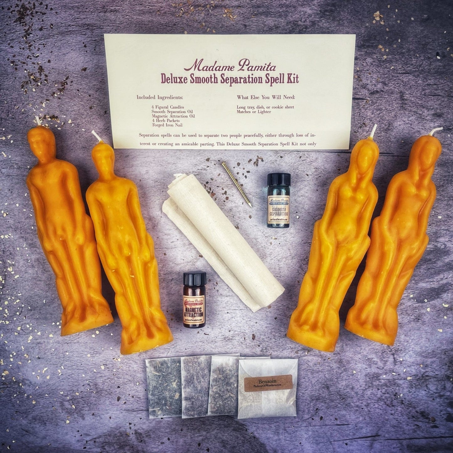 Kit de Hechizos con Velas Deluxe para una Separación Suave - Femenino/Masculino | Separación Pacífica y Dirección Amorosa