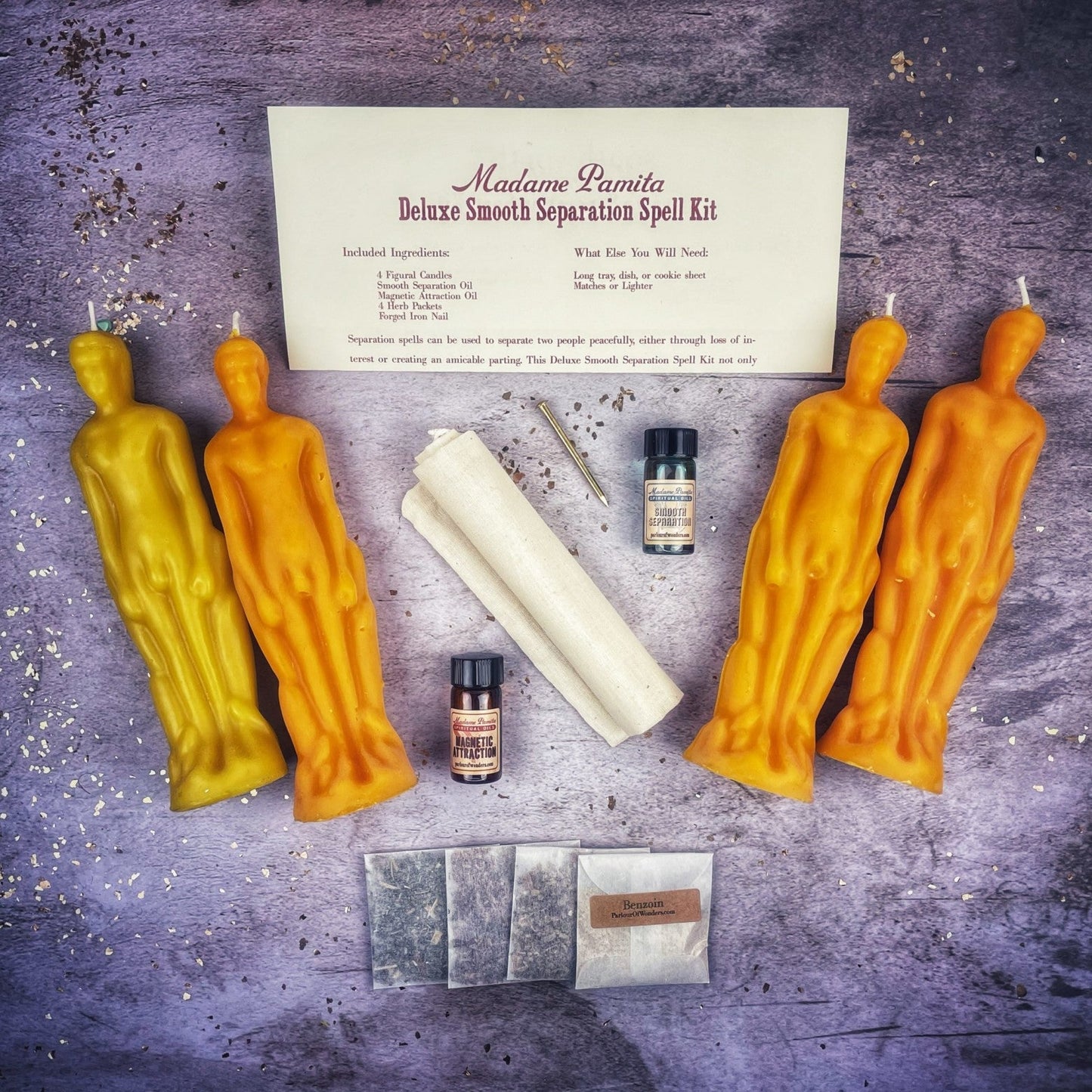 Kit de hechizo para velas de separación suave de lujo - Hombre/Hombre | Separación pacífica y dirección del amor