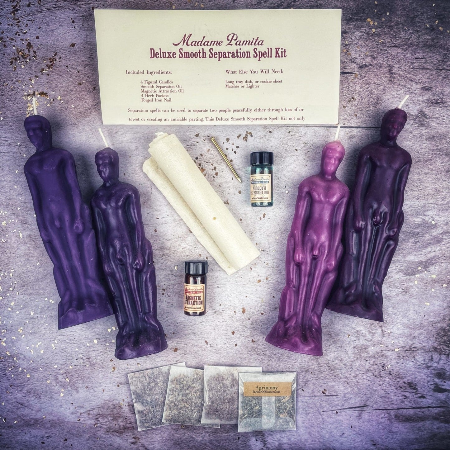 Kit de hechizo para velas de separación suave de lujo - Hombre/Hombre | Separación pacífica y dirección del amor