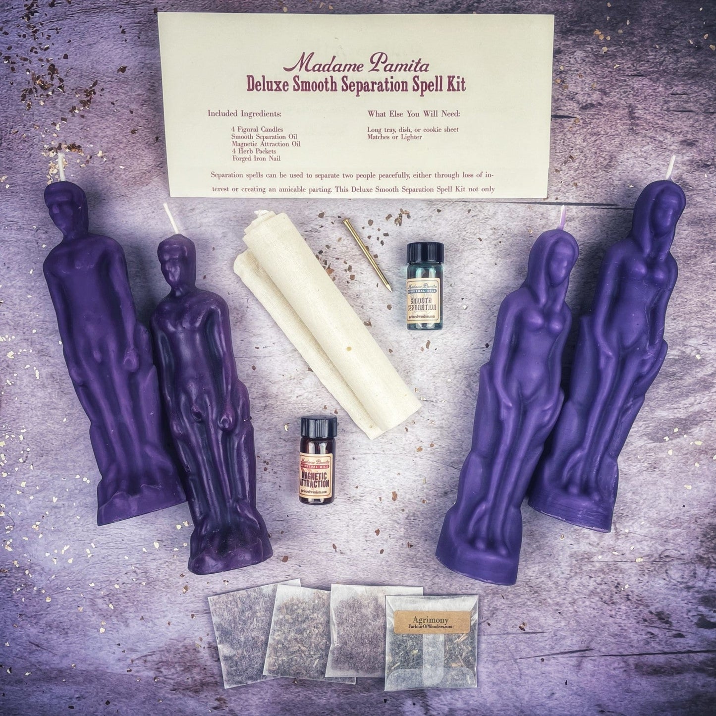 Kit de Hechizos con Velas Deluxe para una Separación Suave - Femenino/Masculino | Separación Pacífica y Dirección Amorosa