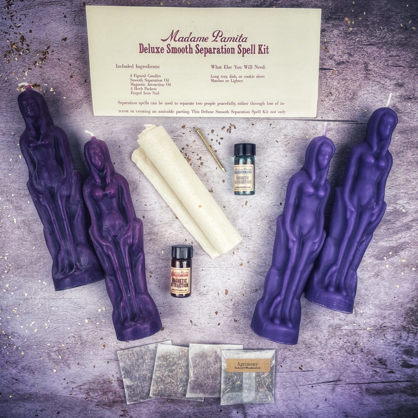 Kit de Hechizo de Vela de Separación Suave Deluxe - Mujer/Mujer | Partida Pacífica y Dirección del Amor
