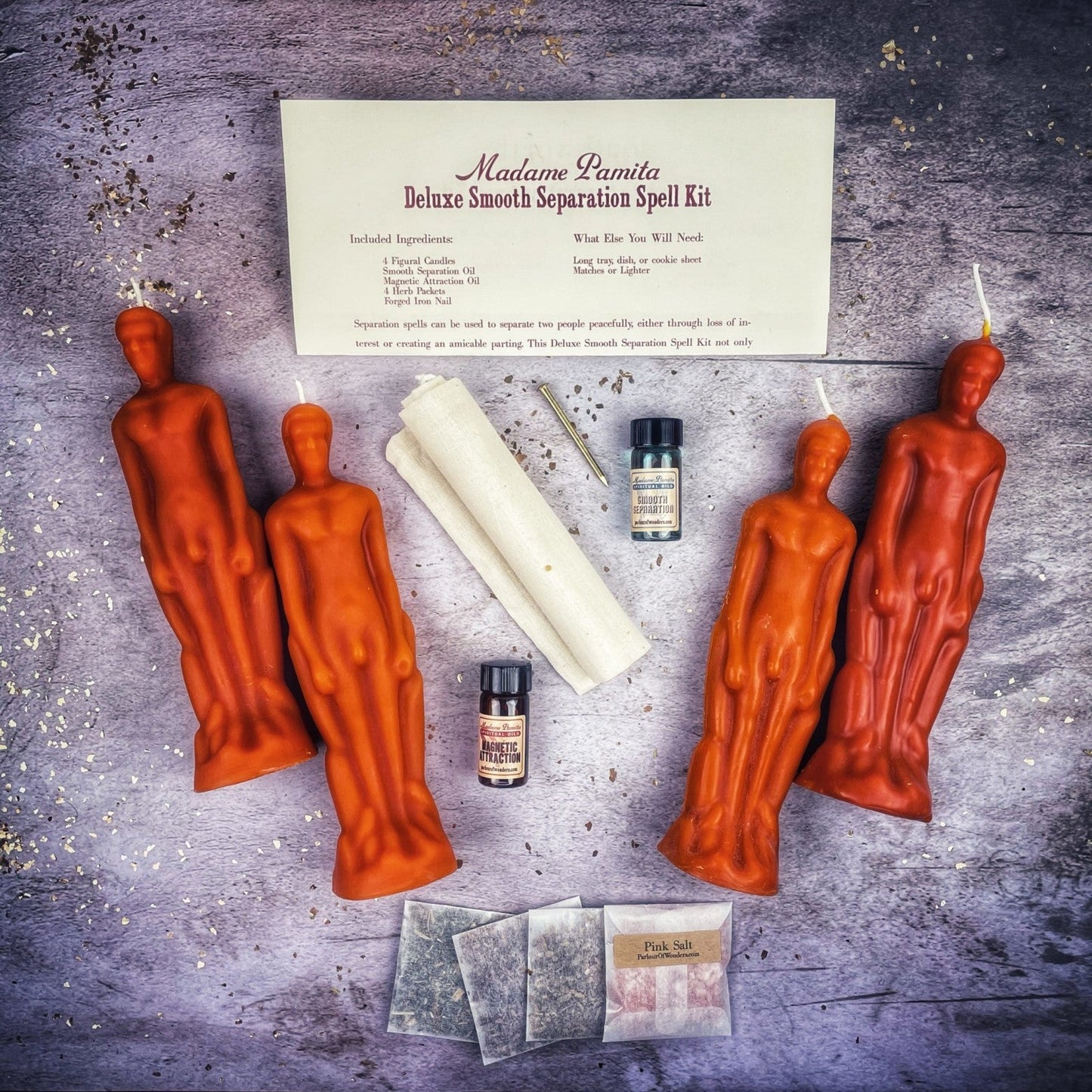 Kit de hechizo para velas de separación suave de lujo - Hombre/Hombre | Separación pacífica y dirección del amor
