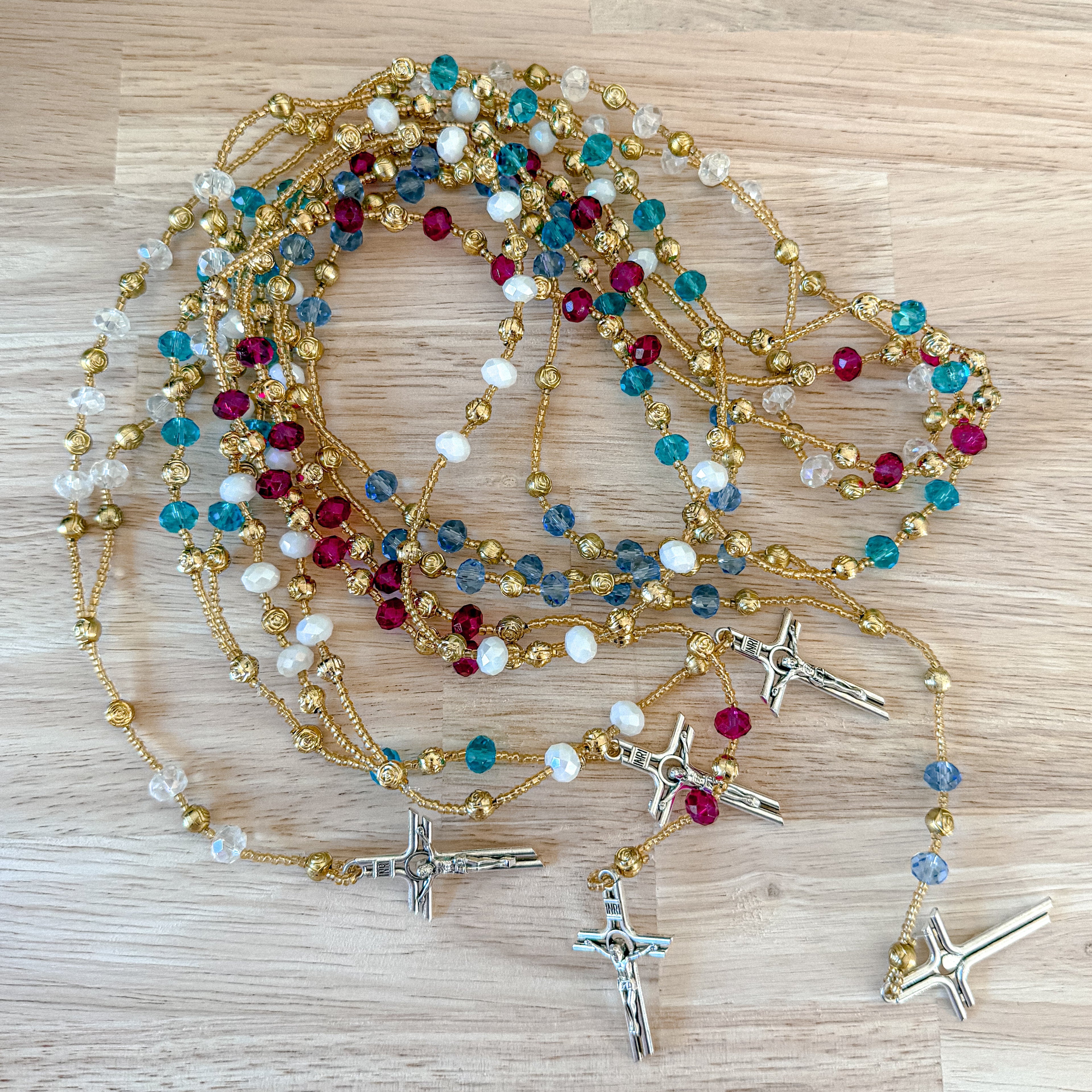 Handmade Beaded Rosario with Cross