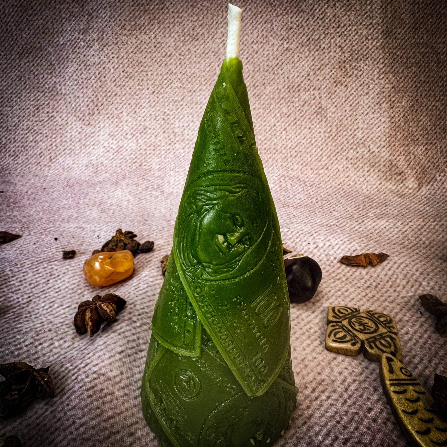 Vela Hechizo de Cera de Abeja para Hacer Dinero - Magia de Prosperidad y Abundancia