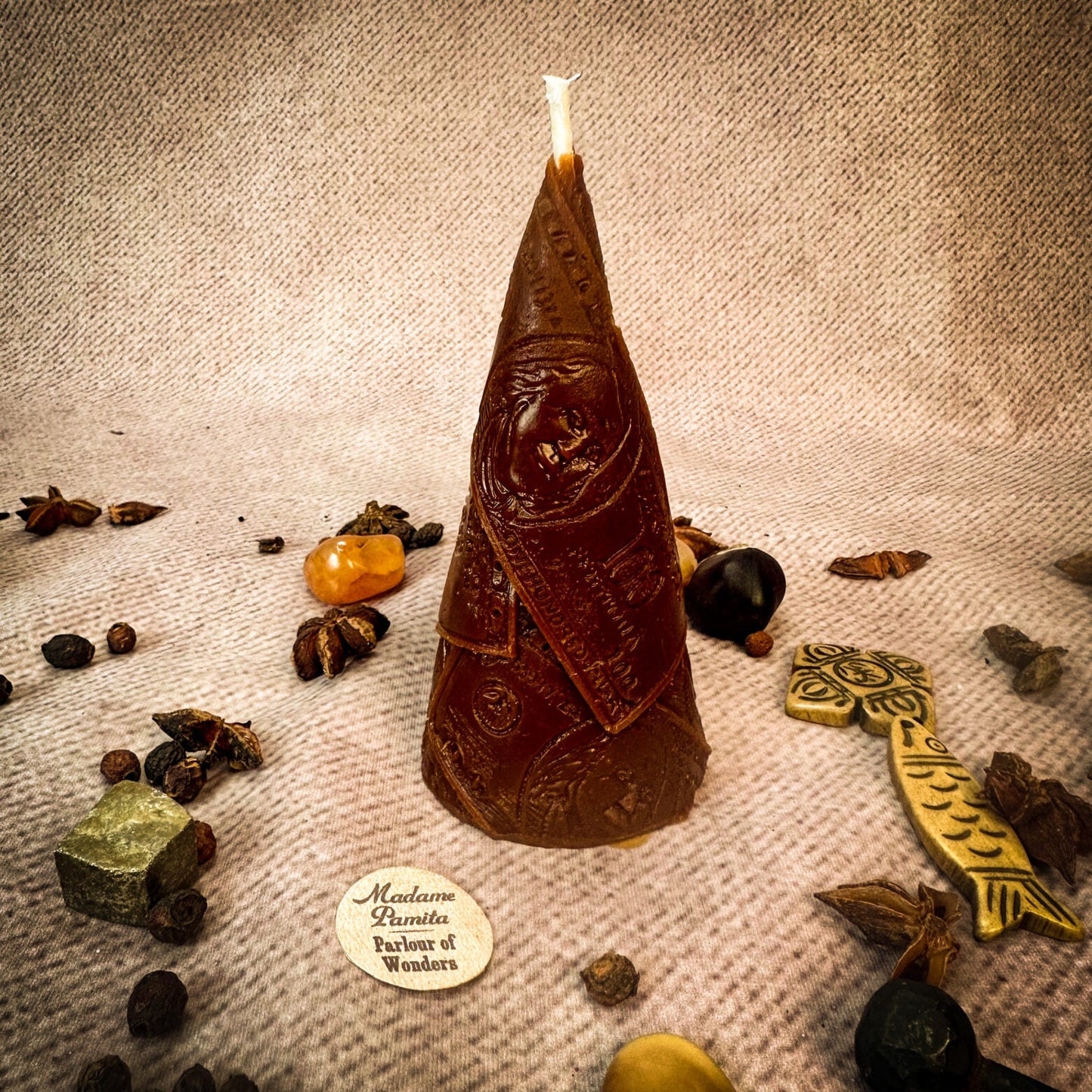 Vela Hechizo de Cera de Abeja para Hacer Dinero - Magia de Prosperidad y Abundancia