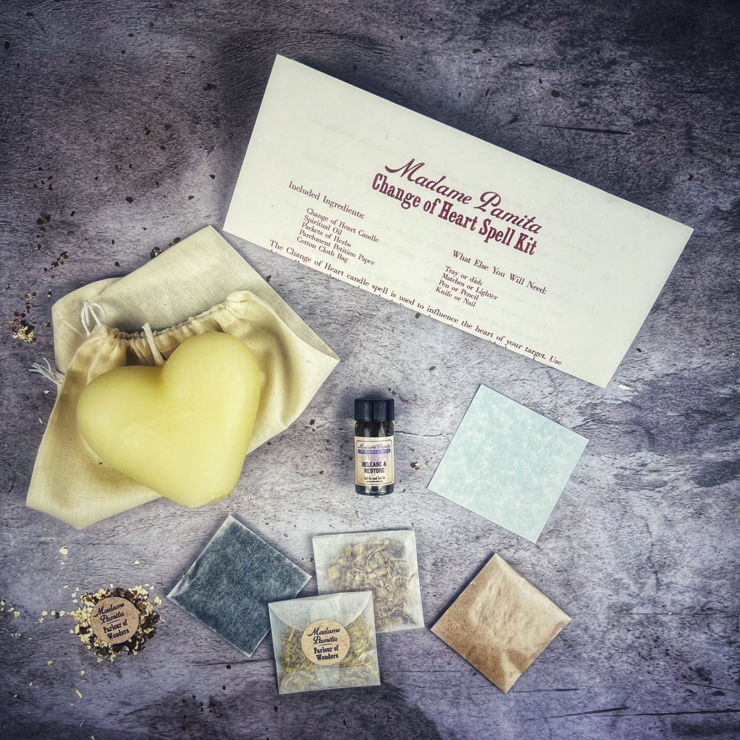 Kit de hechizos con vela para cambiar el corazón - Reconciliación amorosa y sanación emocional