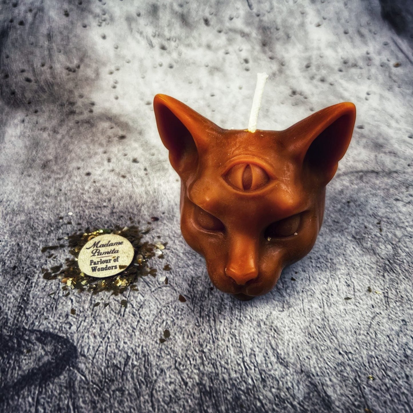 Vela Mágica de Cera de Abeja "Gato Psíquico" - Magia de Intuición y Clarividencia