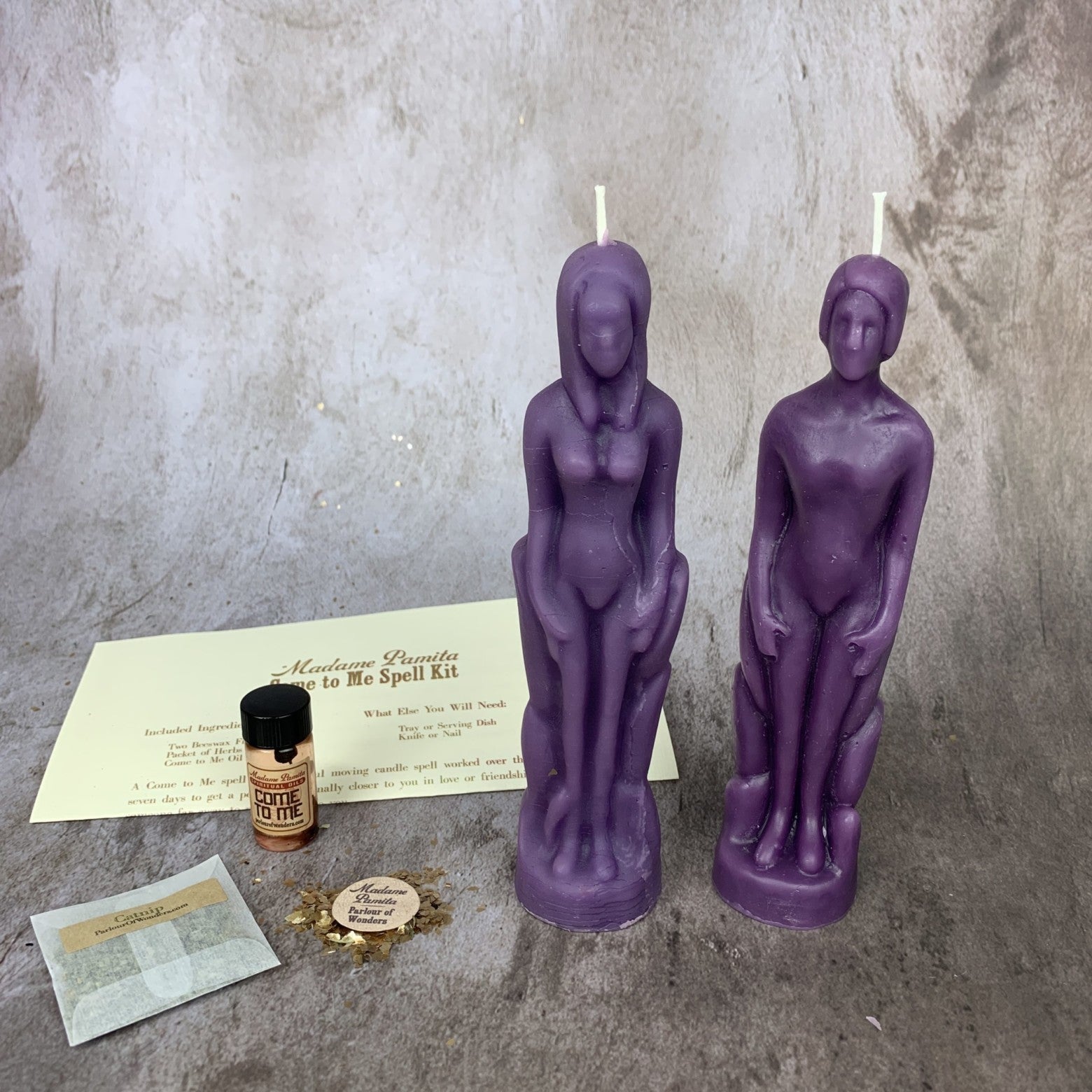 Kit de hechizos con vela "Ven a mí" Humano/Femenino - Atrae amor y pasión