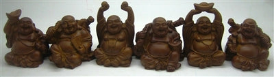 Estatuas de Buda Sonriente de 3" (Juego de 6 Figurillas) Elige el color