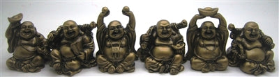 Estatuas de Buda Sonriente de 3" (Juego de 6 Figurillas) Elige el color