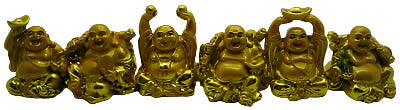Estatuas de Buda Sonriente de 3" (Juego de 6 Figurillas) Elige el color