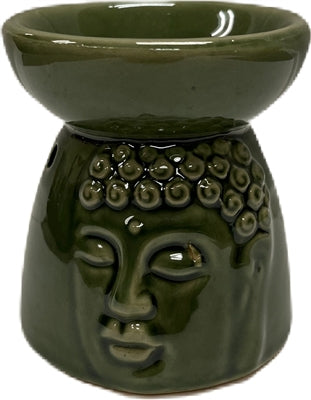 Quemador de Aceite para Velas de Té de Cerámica - Relieve de Cara de Buda - Color Aleatorio