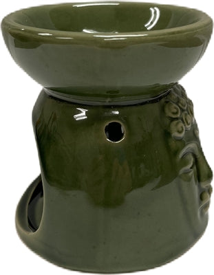 Quemador de Aceite para Velas de Té de Cerámica - Relieve de Cara de Buda - Color Aleatorio