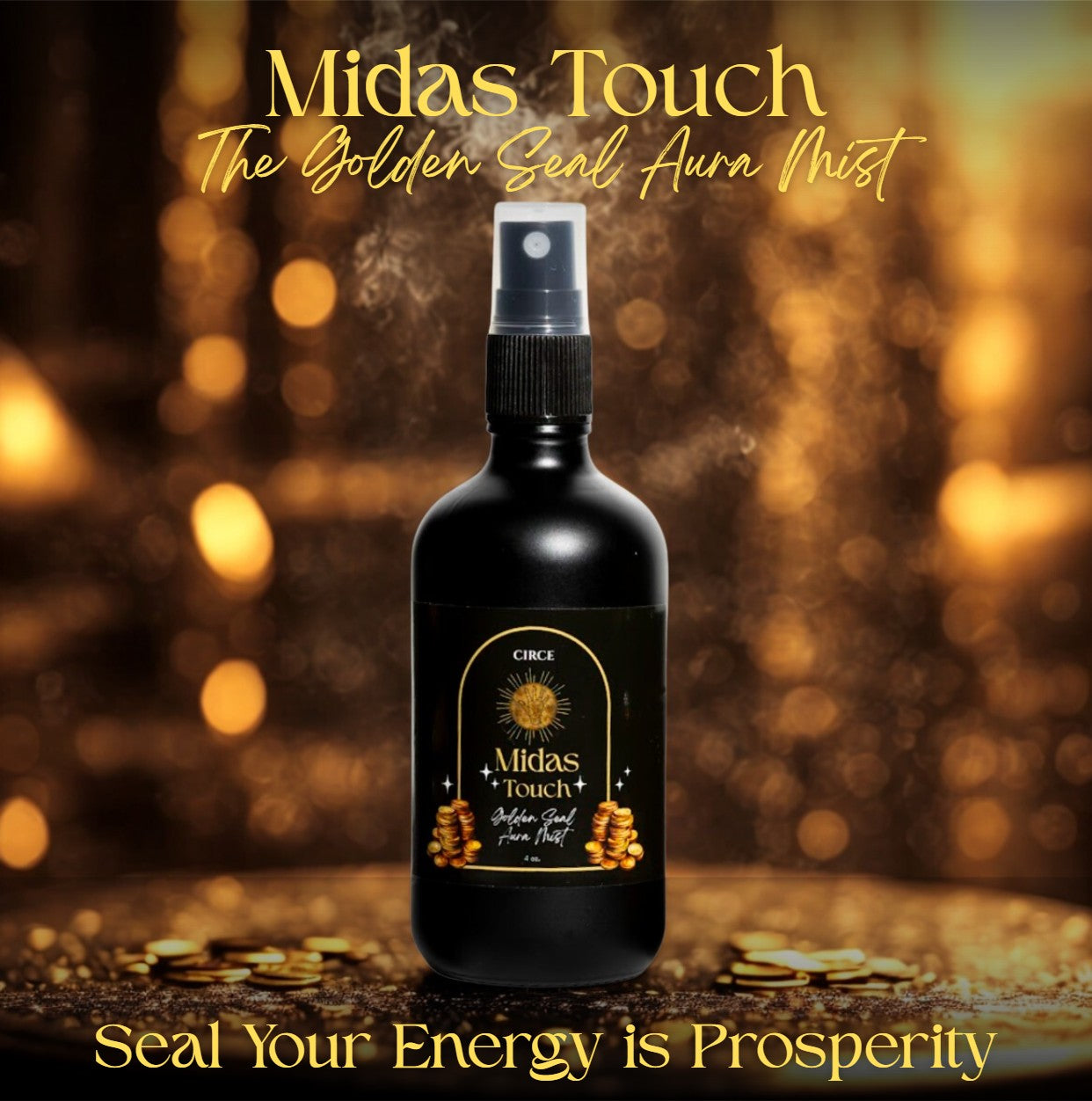 Midas Touch Aura Mist – Espray de Prosperidad de Ámbar de Lujo, Azafrán y Pachulí