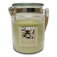 Vela de cristal con asa de cuerda - Flor blanca y cedro