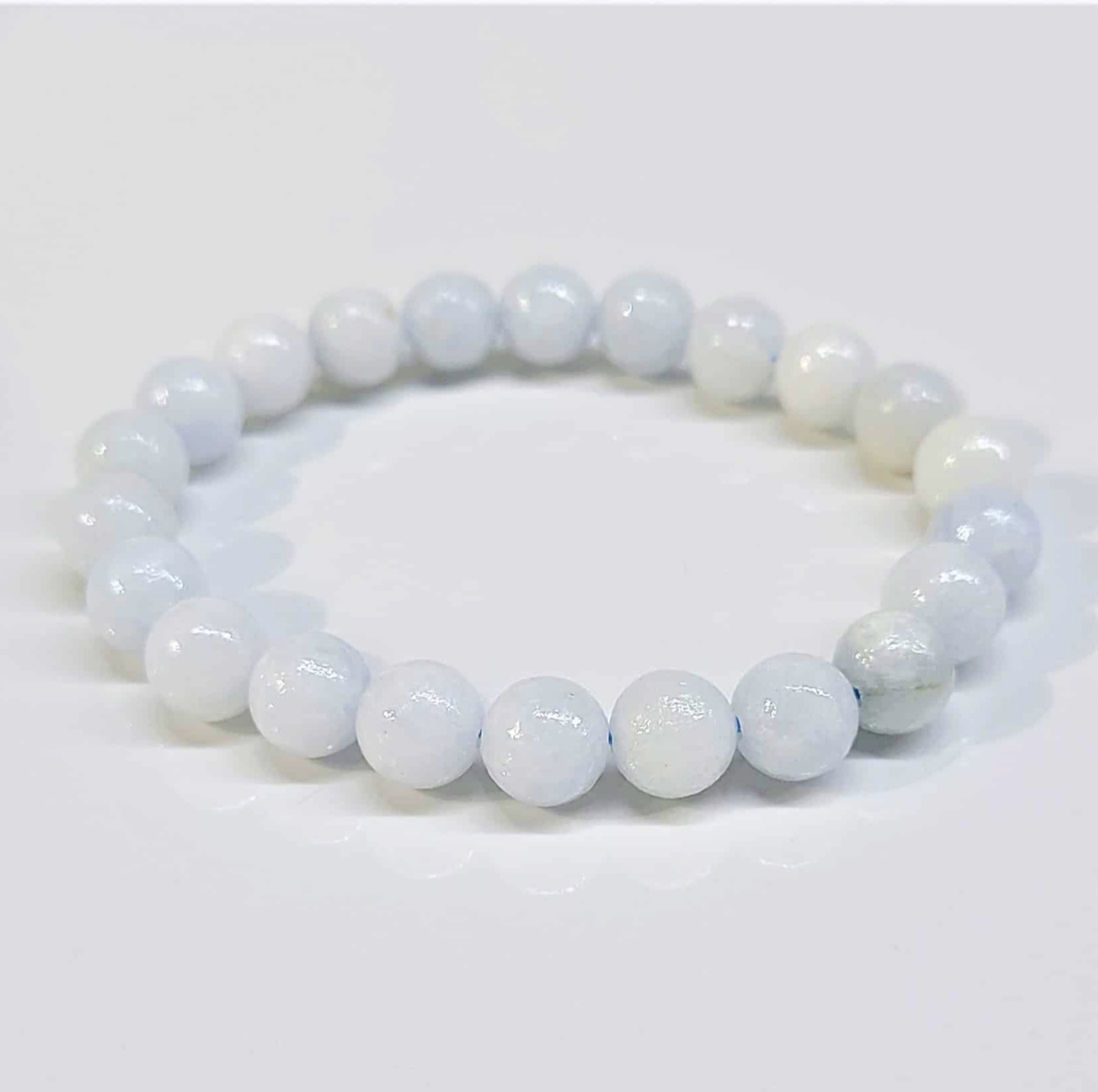 Pulsera de cuentas redondas de celestina de 8 mm - Paz angelical