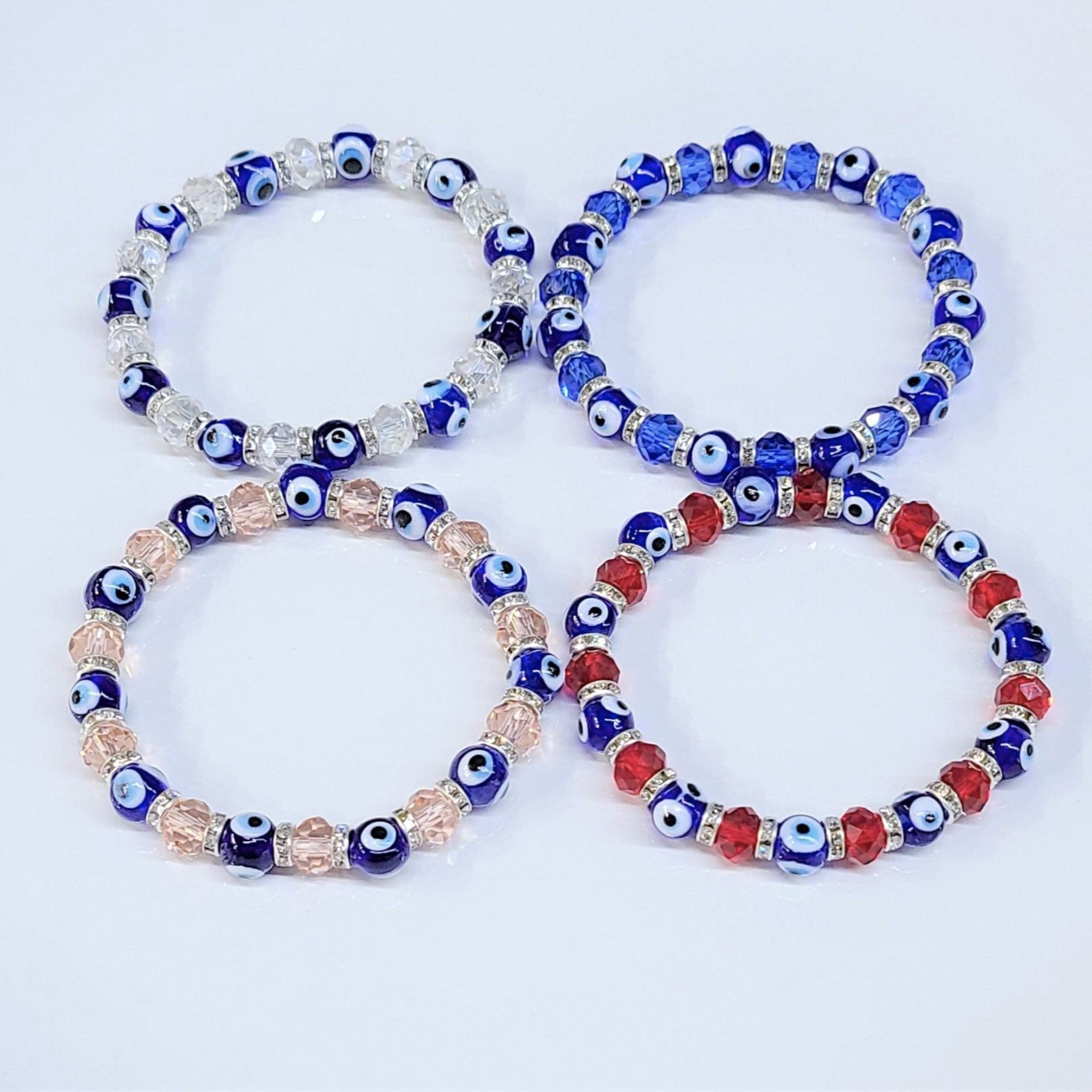 Pulsera apilable de cuentas rojas del mal de ojo