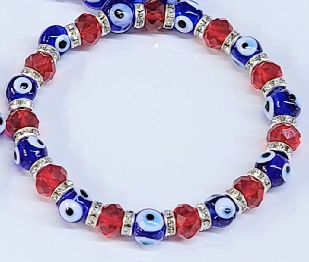 Pulsera apilable de cuentas rojas del mal de ojo