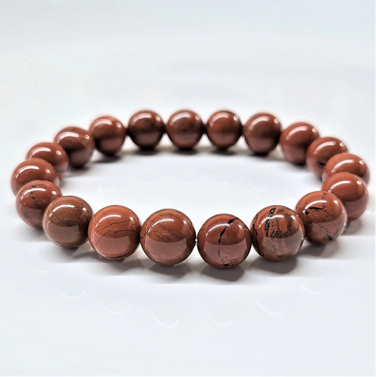 Pulsera de cuentas redondas de Jaspe Rojo - Vitalidad Duradera